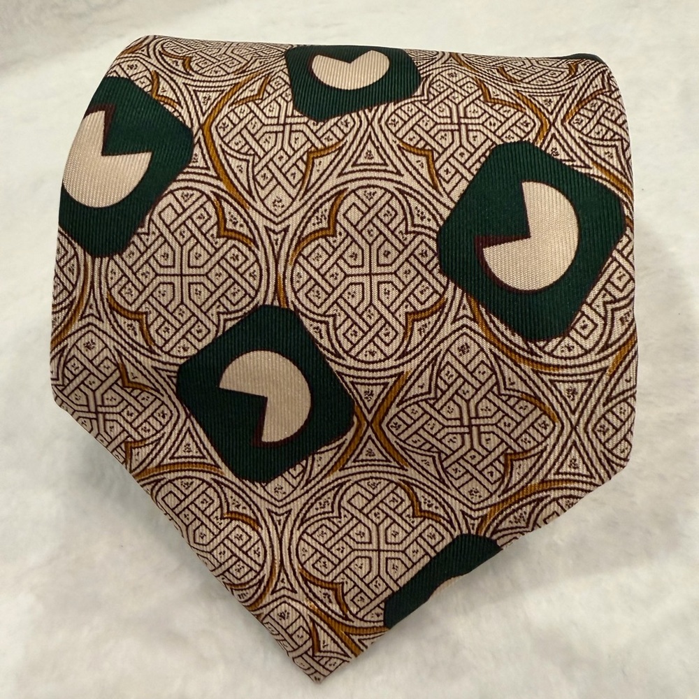 Vintage Trussardi Action Silk Tie Made in Italy Geometric Abstract Print Pacman
